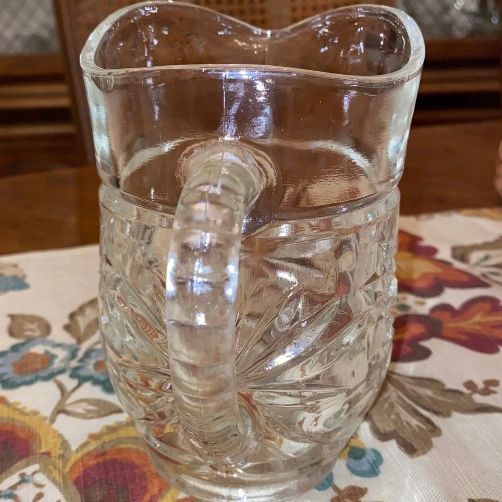 Vintage Anchor Hocking Press Glass, Clear (Star‎ of David) Pint Pitcher - 16 oz.